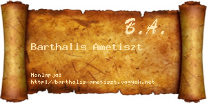 Barthalis Ametiszt névjegykártya